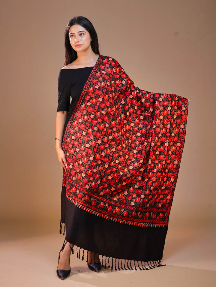 Women's Aari Embroidery Wool Shawl