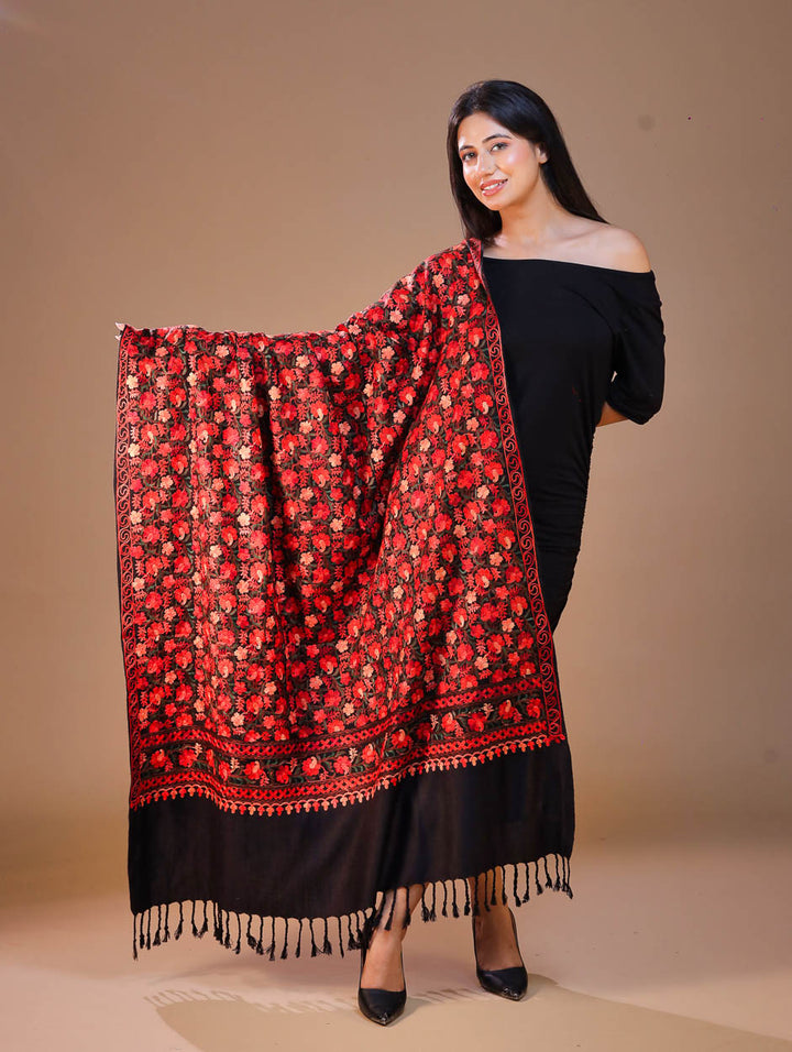 Women's Aari Embroidery Wool Shawl