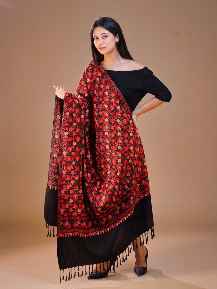 Women's Aari Embroidery Wool Shawl