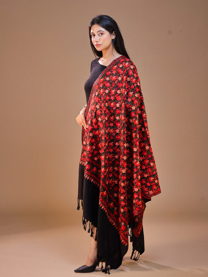 Women's Aari Embroidery Wool Shawl