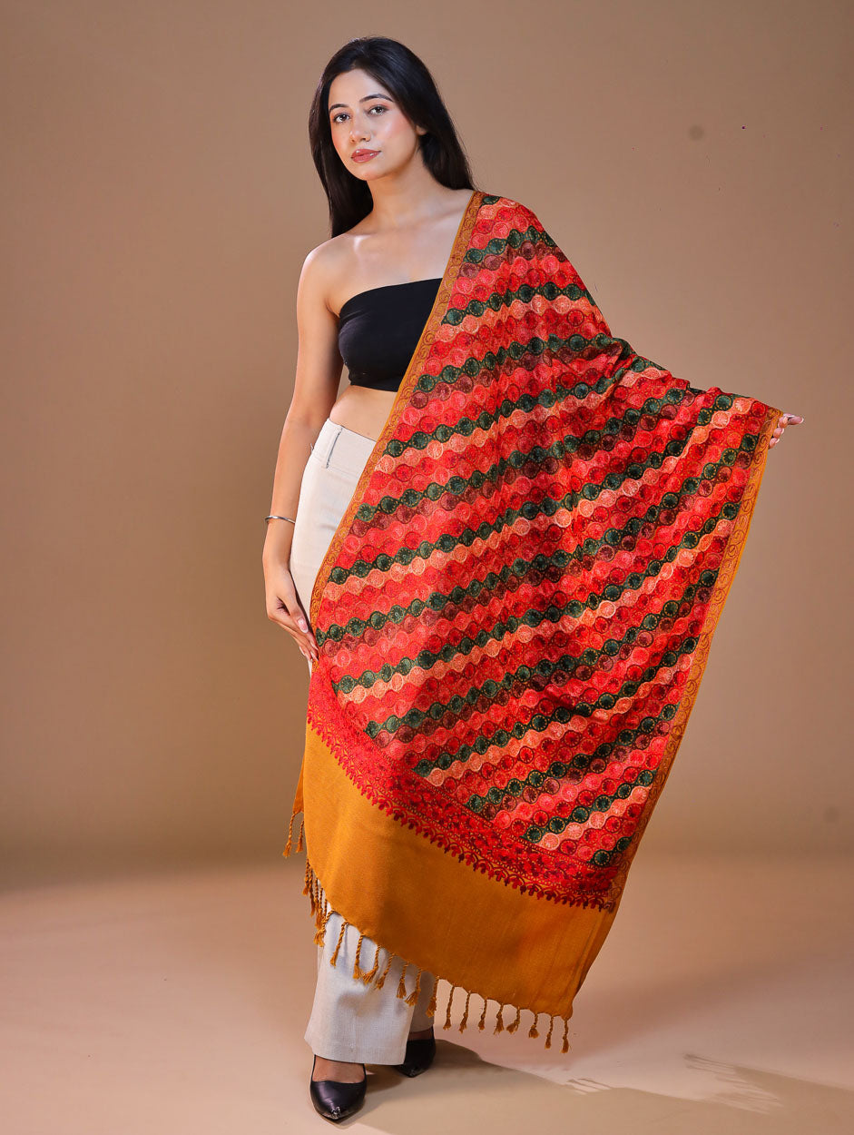 Women's Aari Embroidery Wool Stole