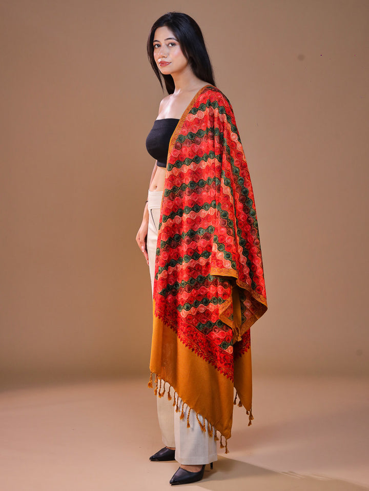 Women's Aari Embroidery Wool Stole