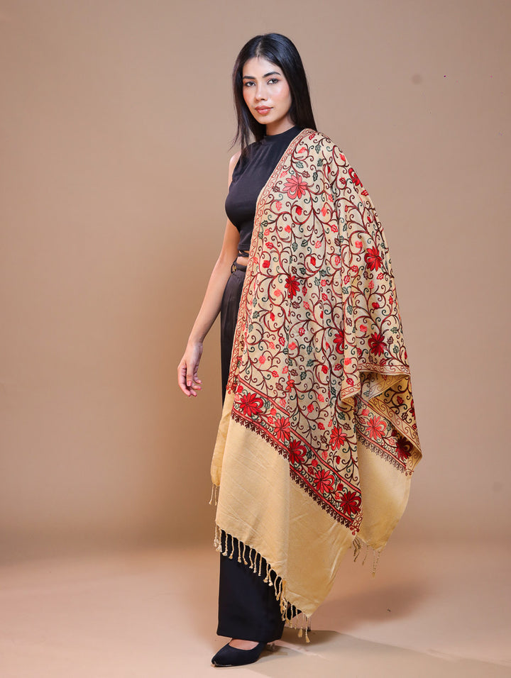 Women's Aari Embroidered Wool Stole