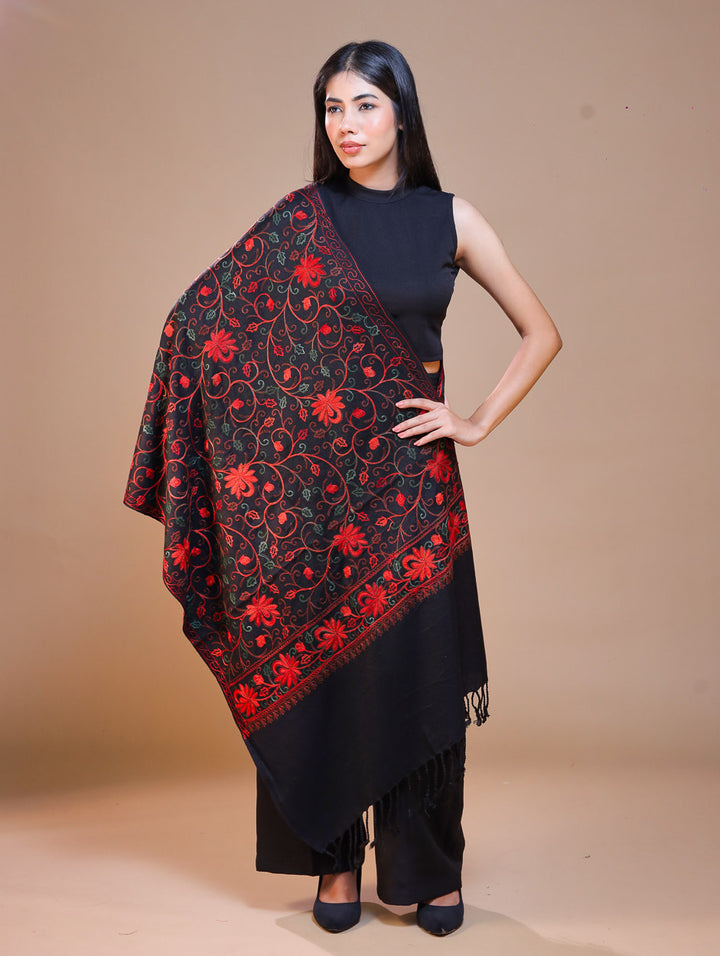 Women's Aari Embroidered Wool Stole
