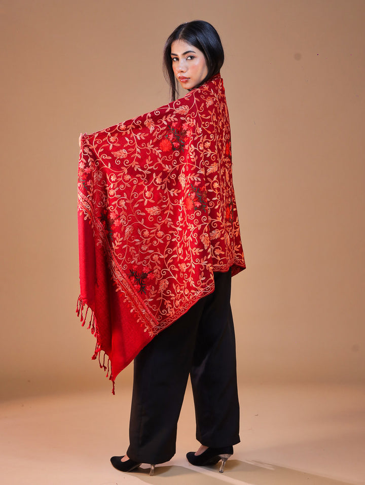 Women's Aari Embroidered Wool Stole