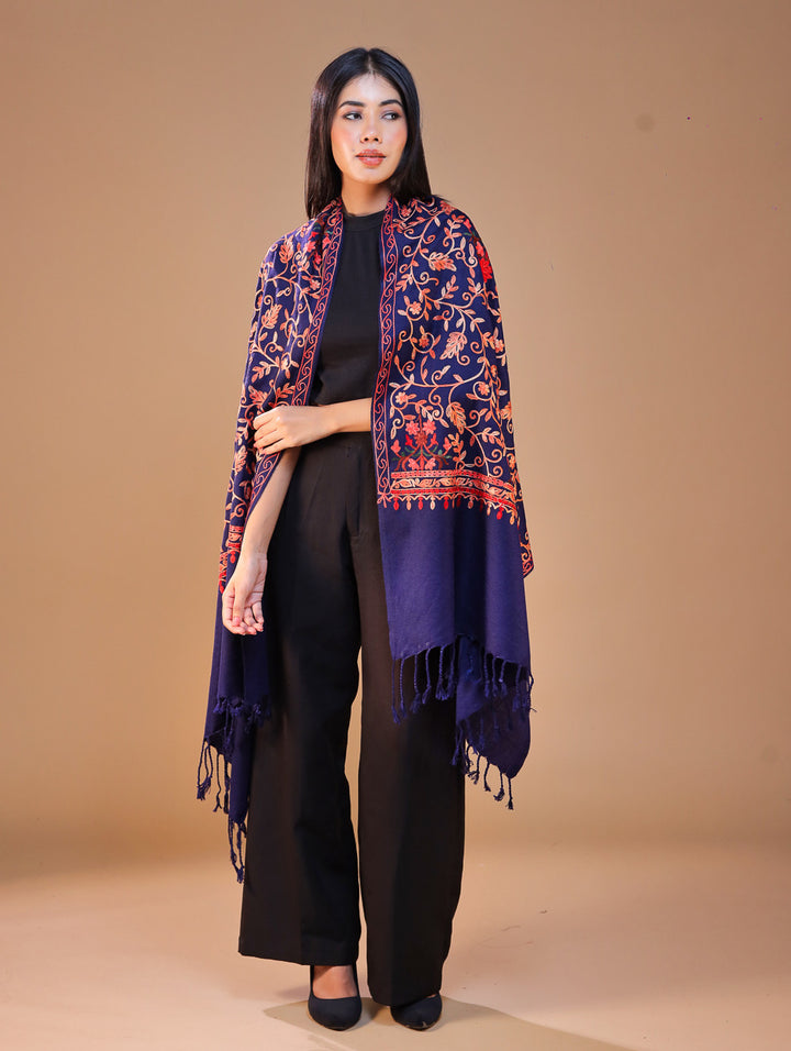 Women's Aari Embroidered Wool Stole