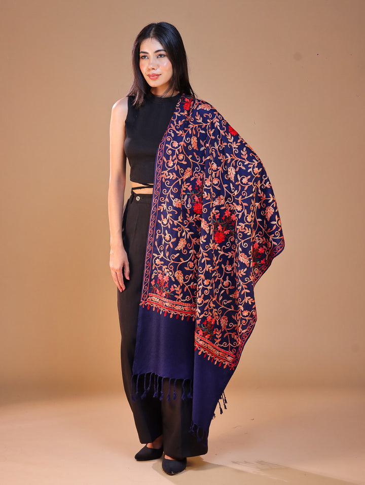 Women's Aari Embroidered Wool Stole