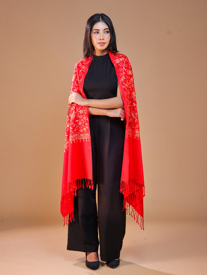 Women's Aari Embroidered Wool Stole
