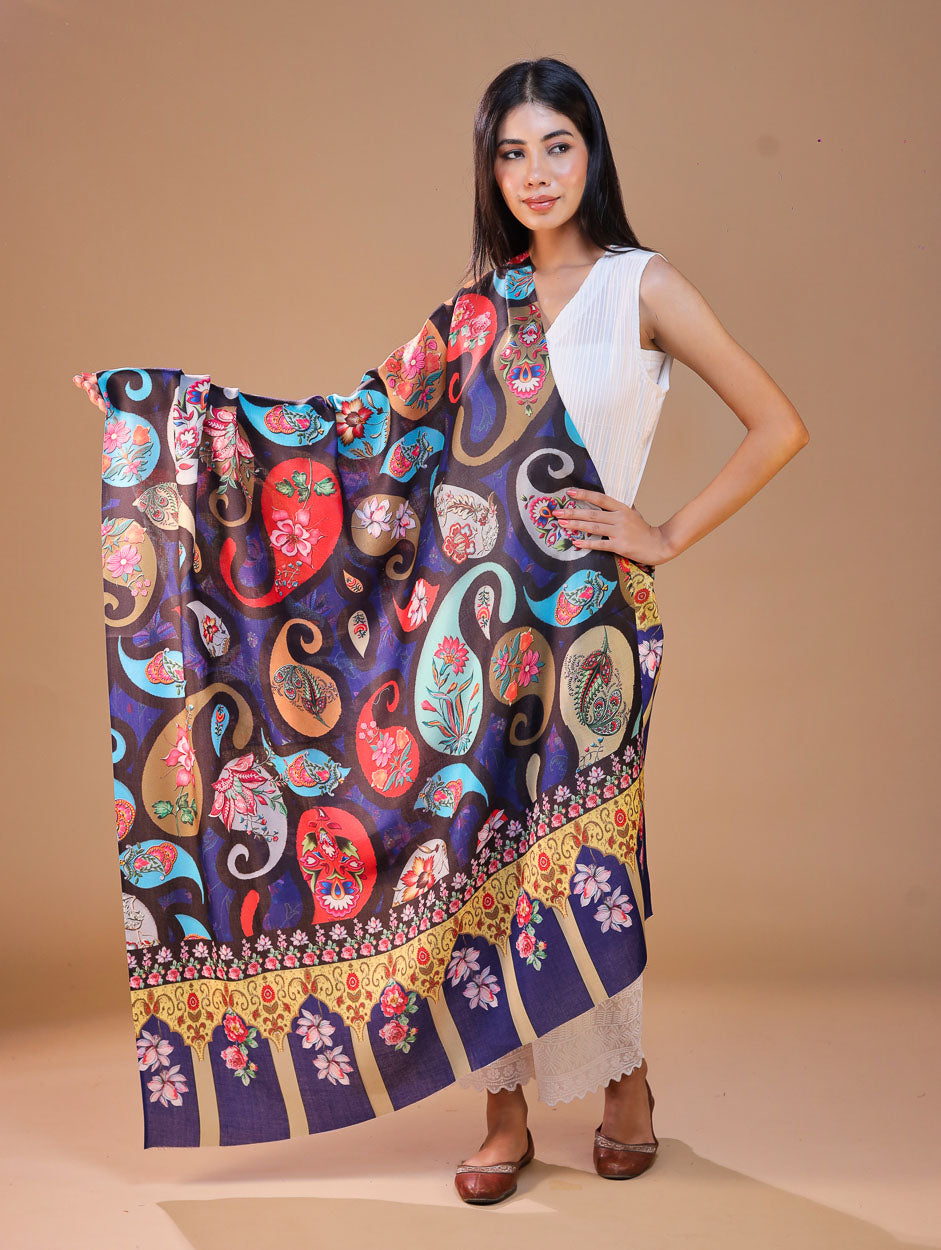 Women's Printed Floral Wool Shawl