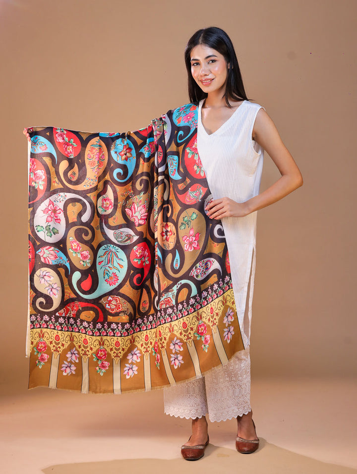 Women's Printed Floral Wool Shawl