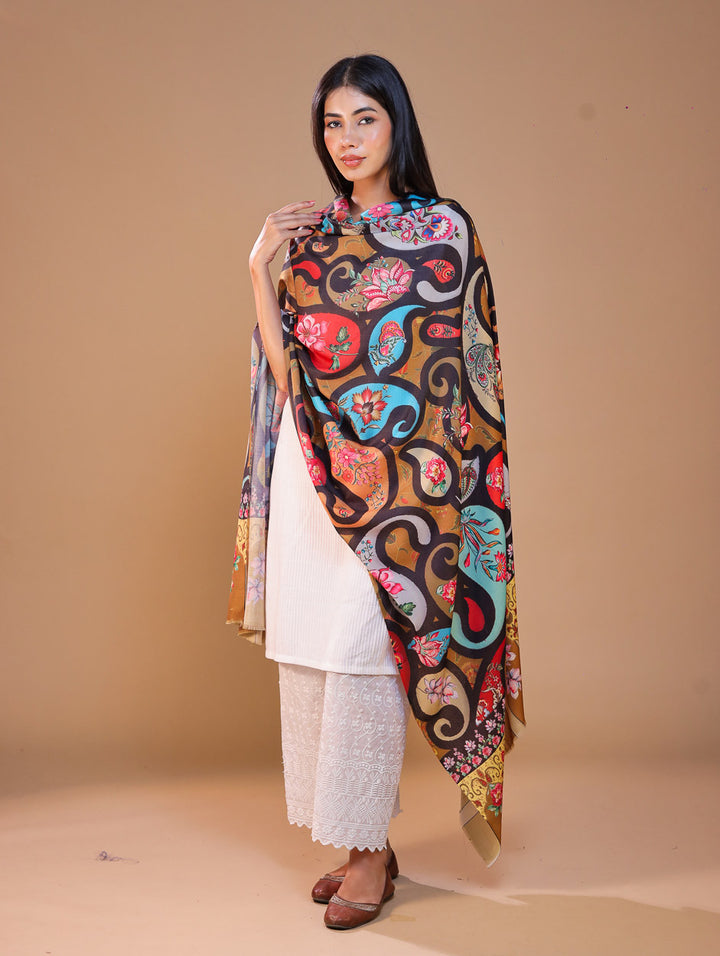 Women's Printed Floral Wool Shawl