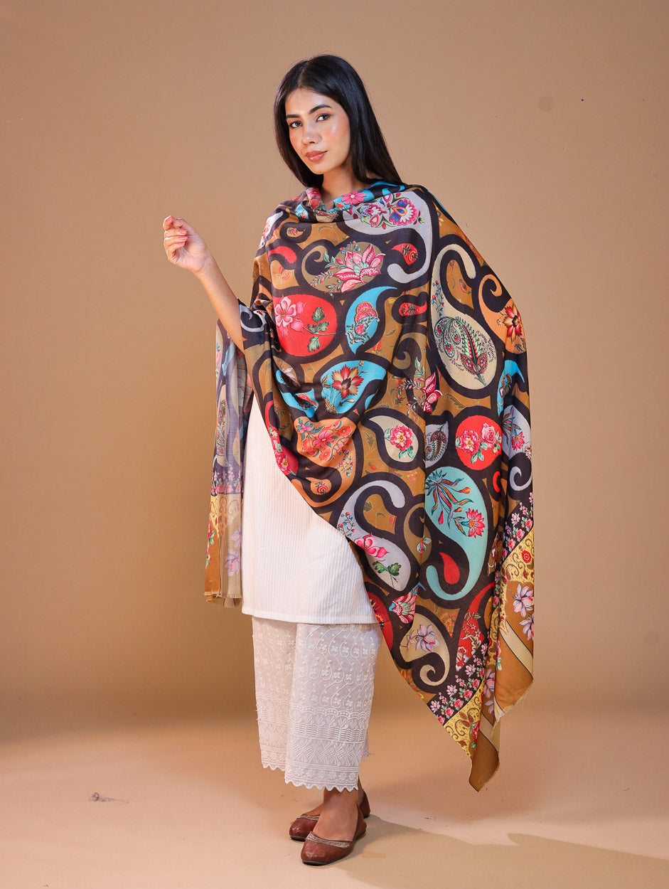 Women's Printed Floral Wool Shawl