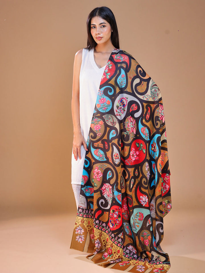 Women's Printed Floral Wool Shawl