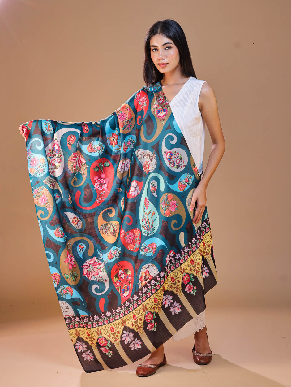 Women's Printed Floral Wool Shawl