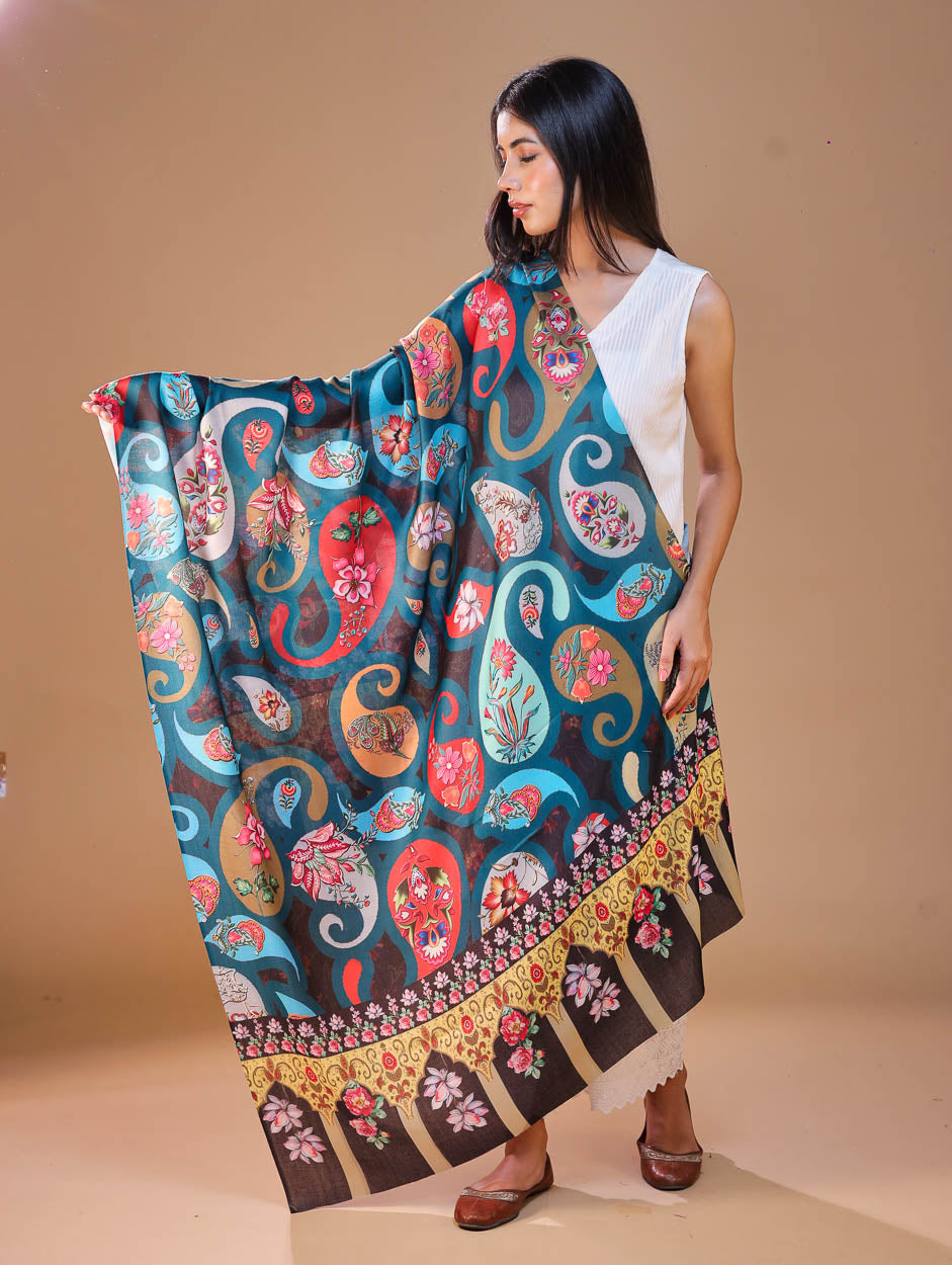 Women's Printed Floral Wool Shawl
