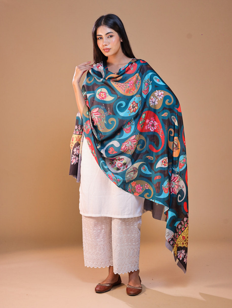 Women's Printed Floral Wool Shawl