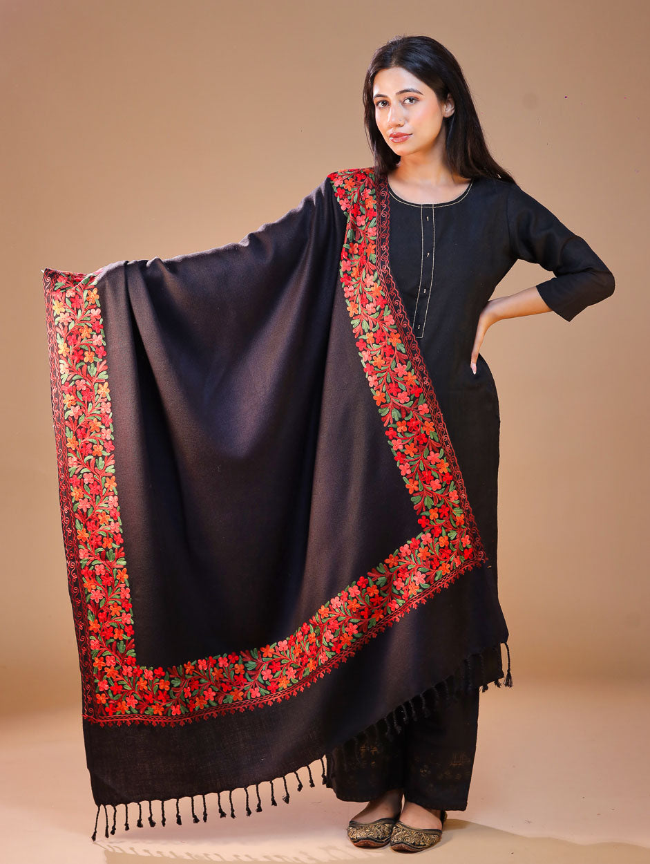Women's Aari Embroidery Wool Shawl