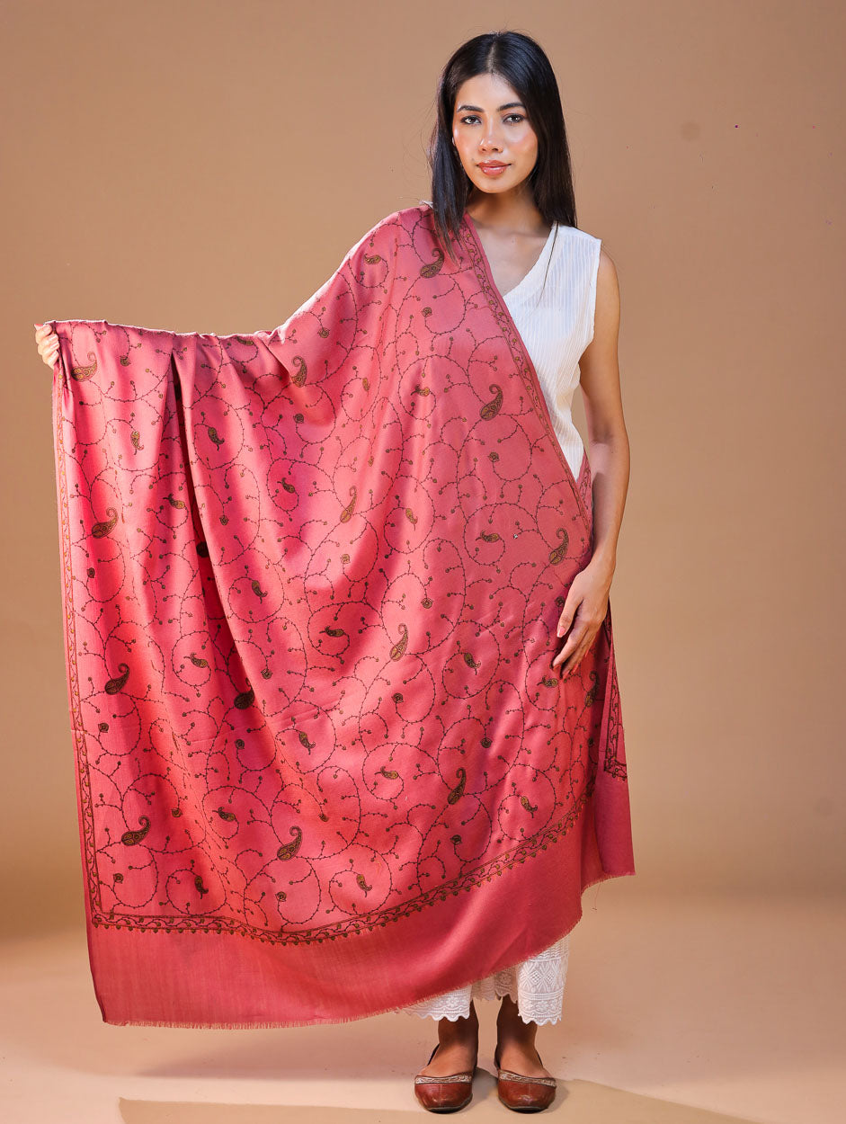 Women's Aari Hand Embroidered Wool Shawl