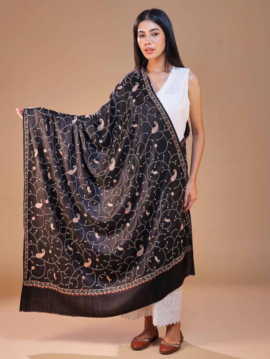 Women's Aari Hand Embroidered Wool Shawl