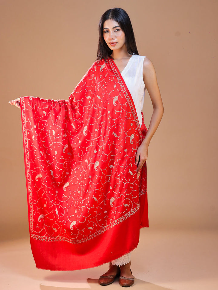 Women's Aari Hand Embroidered Wool Shawl