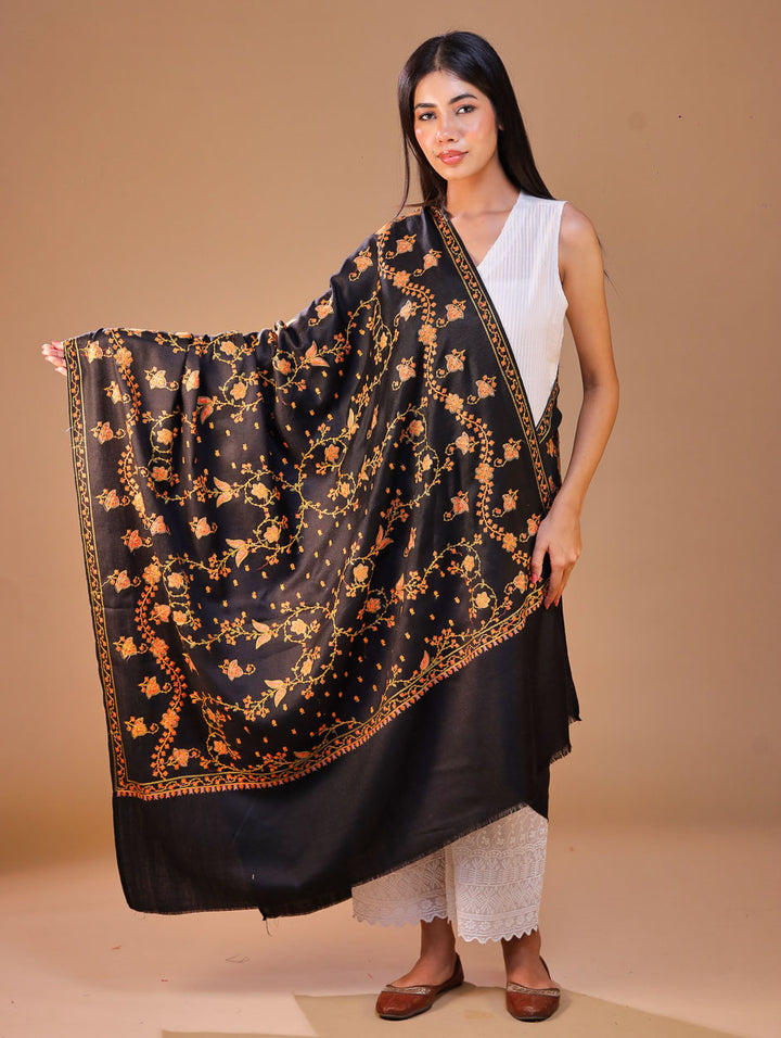 Women's Aari Hand Embroidered Wool Shawl