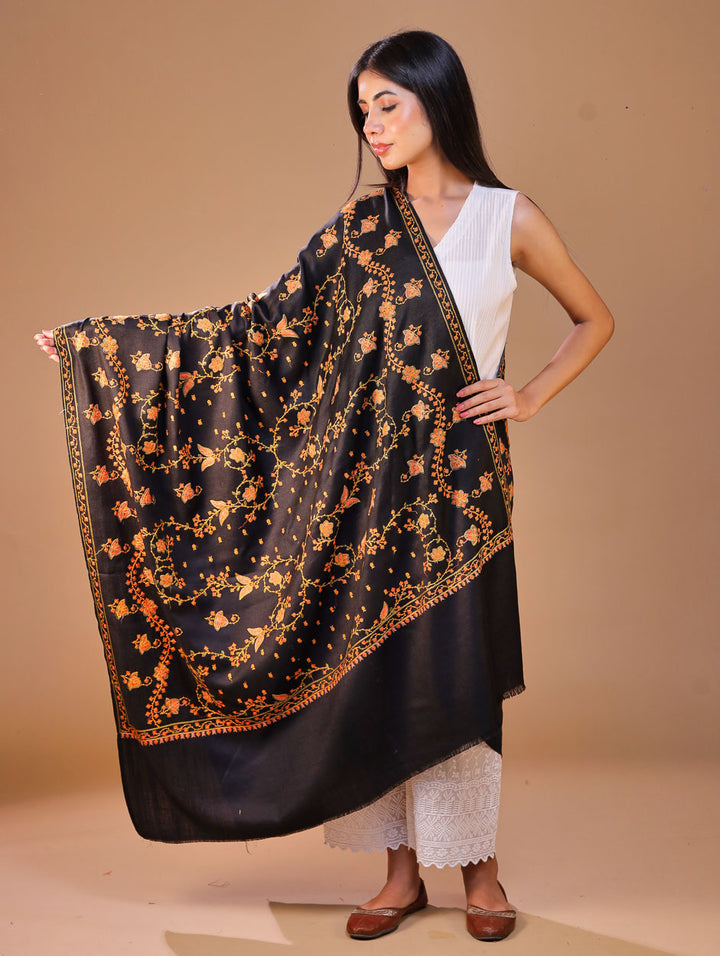 Women's Aari Hand Embroidered Wool Shawl