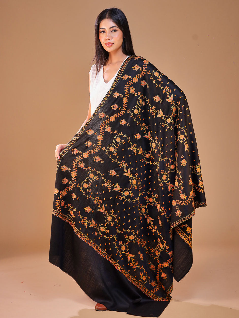 Women's Aari Hand Embroidered Wool Shawl