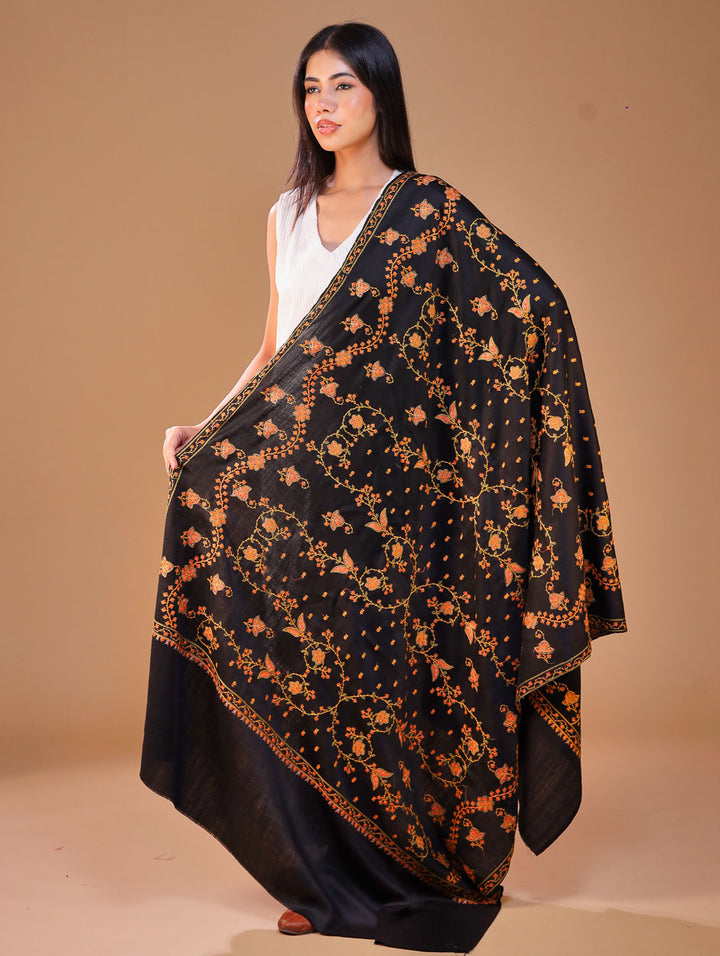 Women's Aari Hand Embroidered Wool Shawl