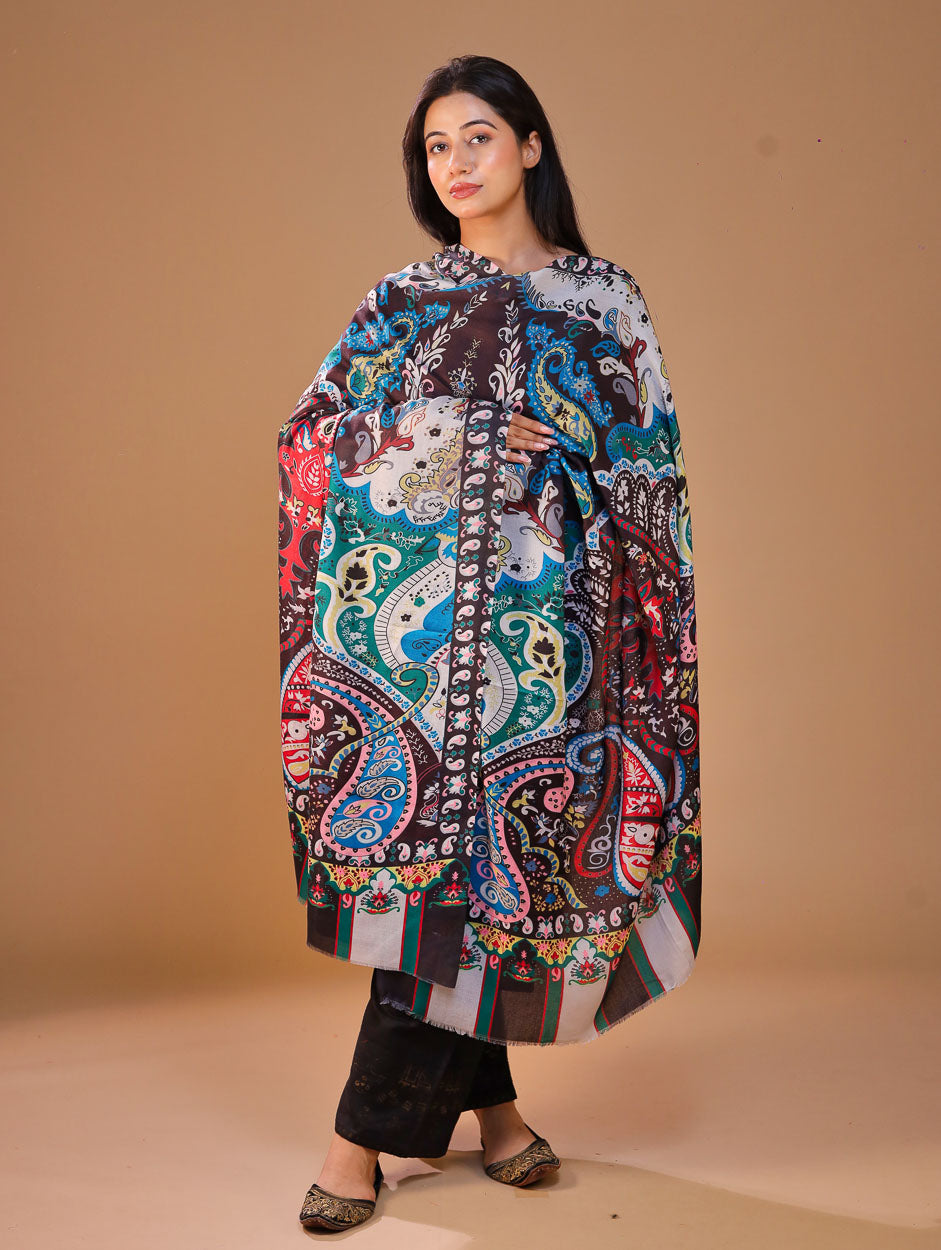 Women's Printed Floral Wool Shawl