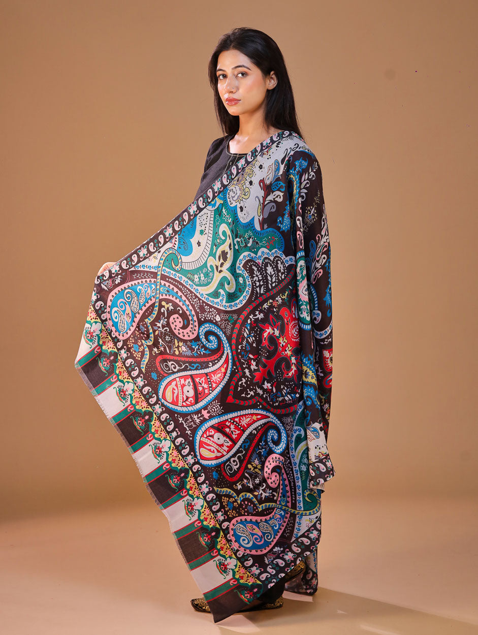 Women's Printed Floral Wool Shawl