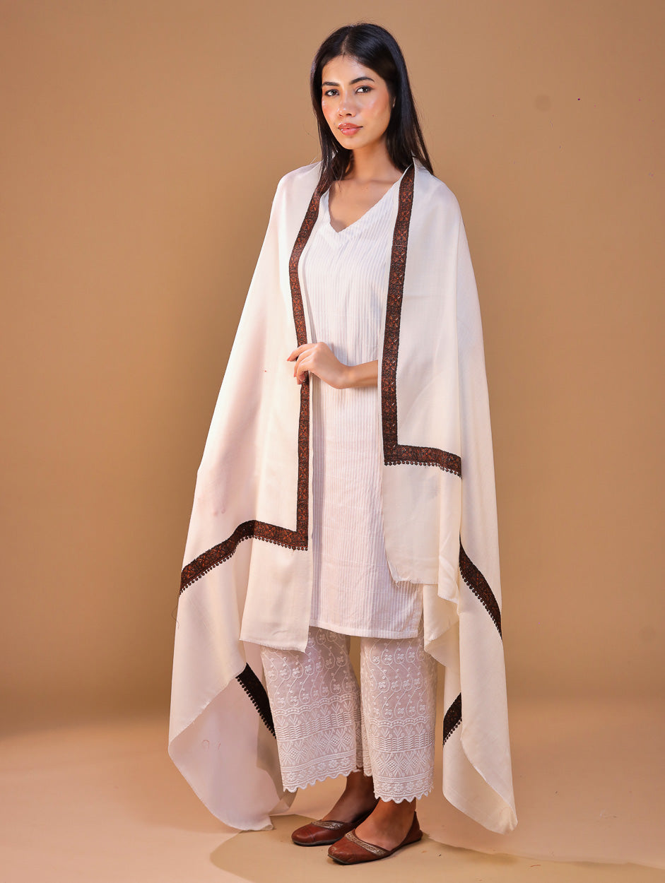Women's Aari Hand Embroidery Wool Shawl
