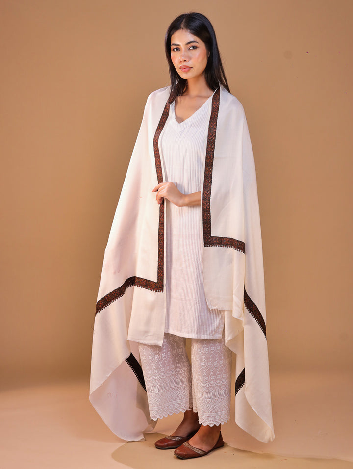 Women's Aari Hand Embroidery Wool Shawl