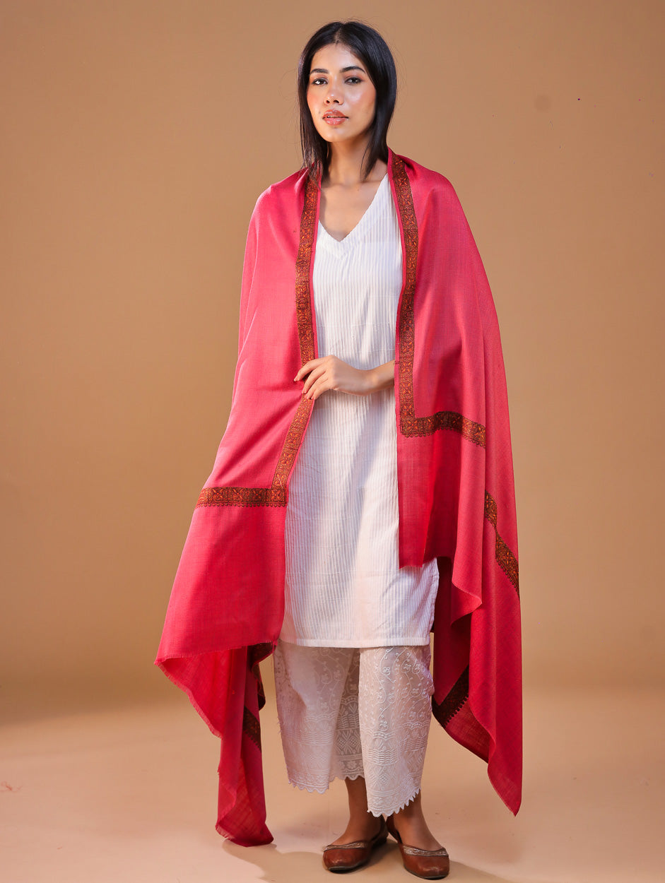 Women's Aari Hand Embroidery Wool Shawl