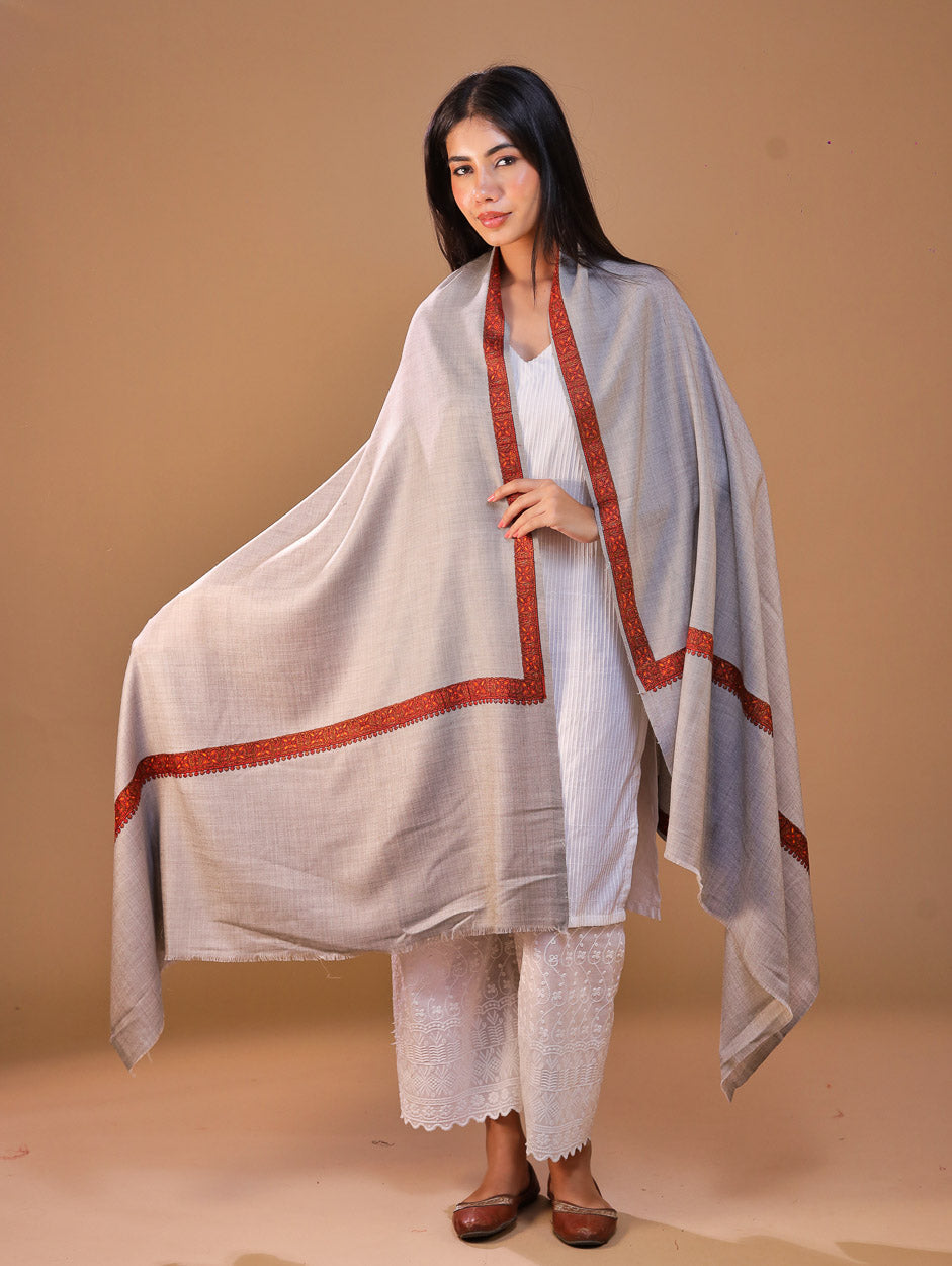 Women's Aari Hand Embroidery Wool Shawl