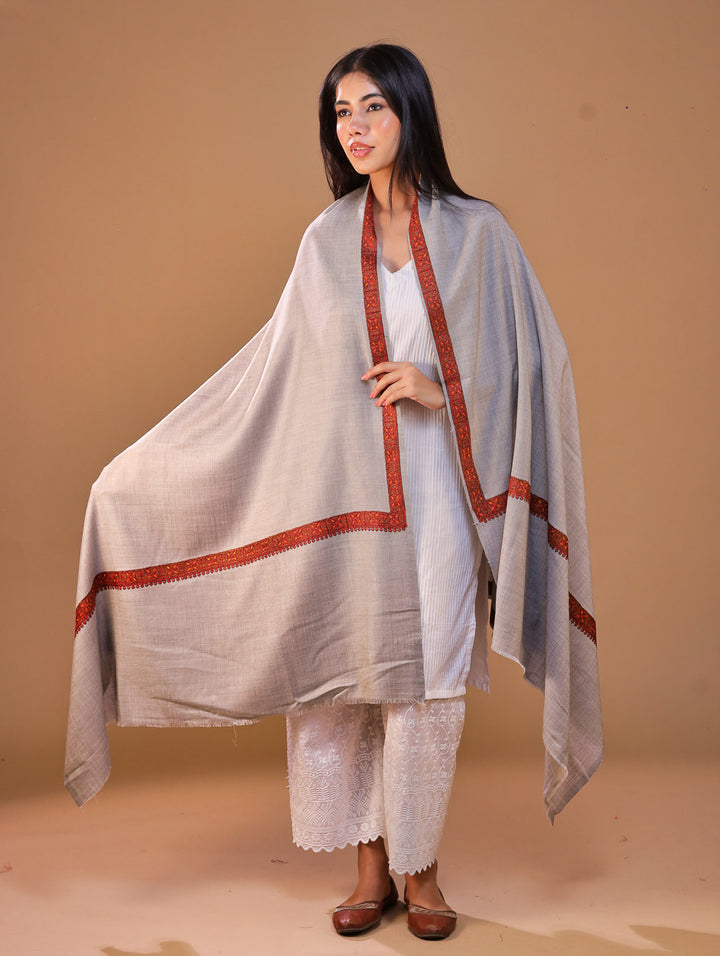 Women's Aari Hand Embroidery Wool Shawl