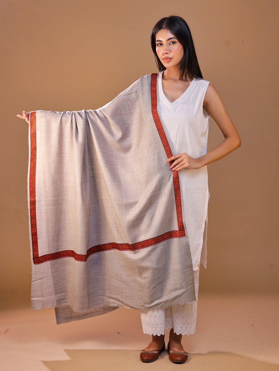 Women's Aari Hand Embroidery Wool Shawl