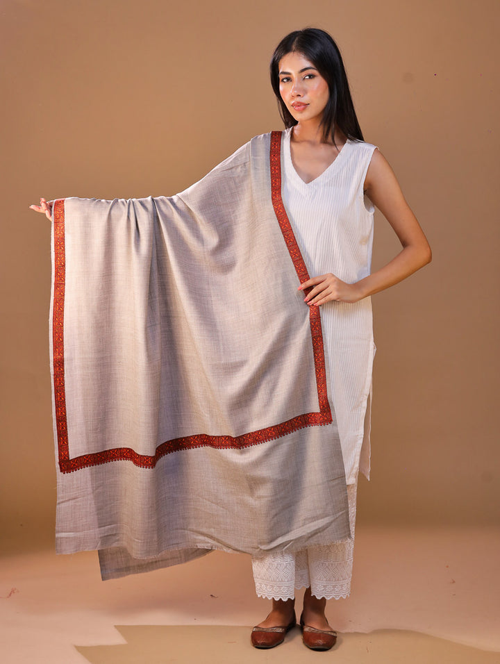 Women's Aari Hand Embroidery Wool Shawl