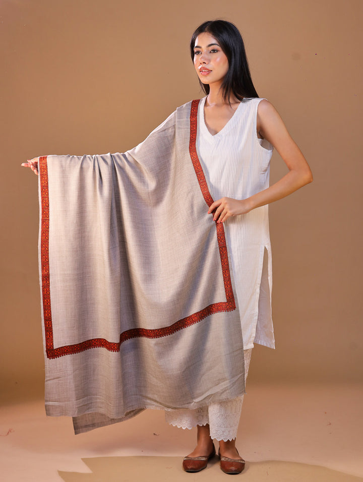 Women's Aari Hand Embroidery Wool Shawl