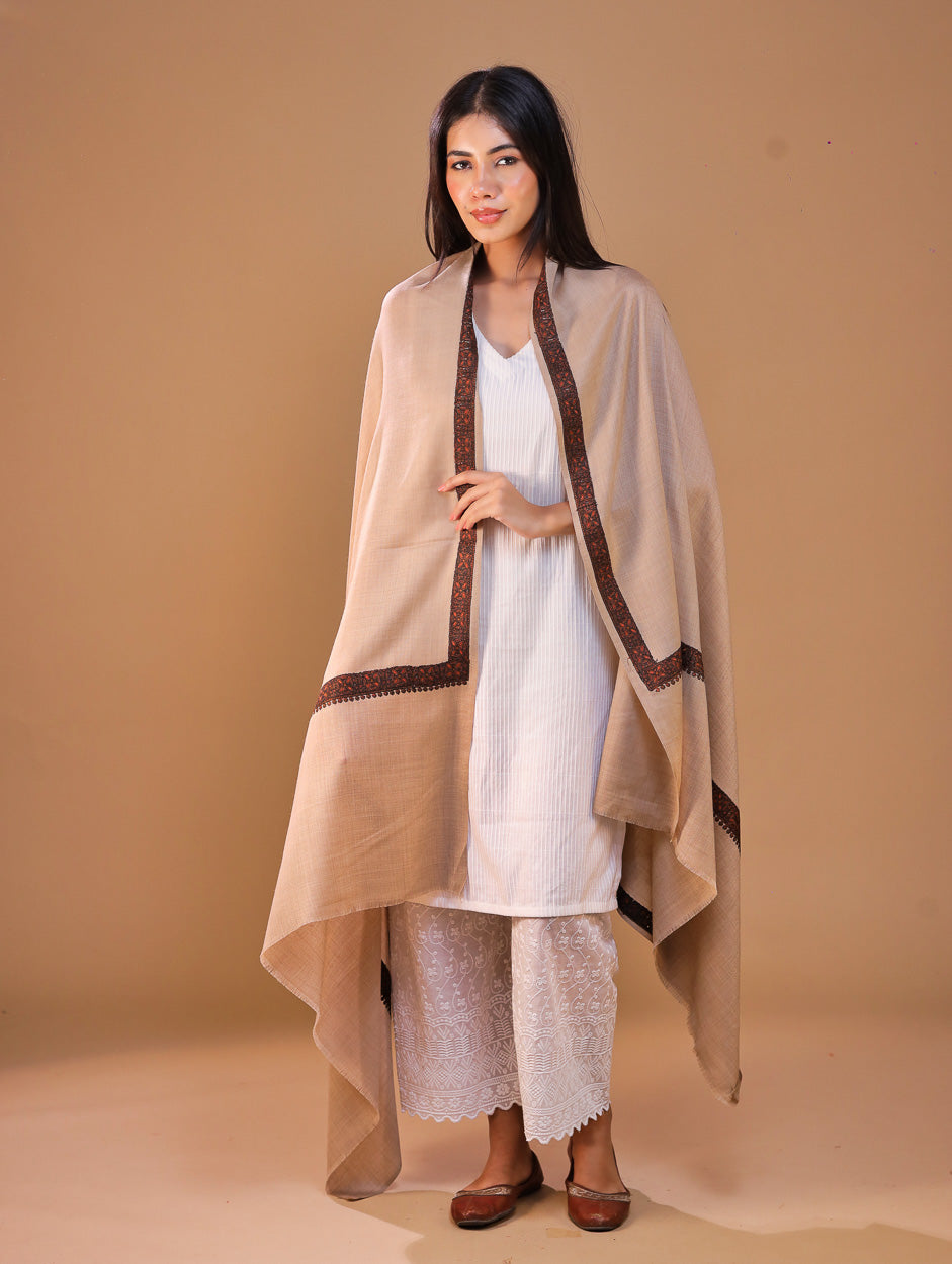 Women's Aari Hand Embroidery Wool Shawl