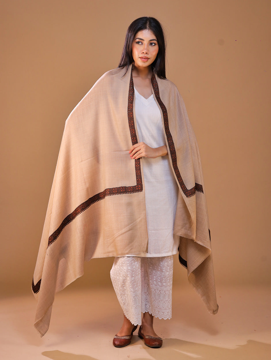 Women's Aari Hand Embroidery Wool Shawl
