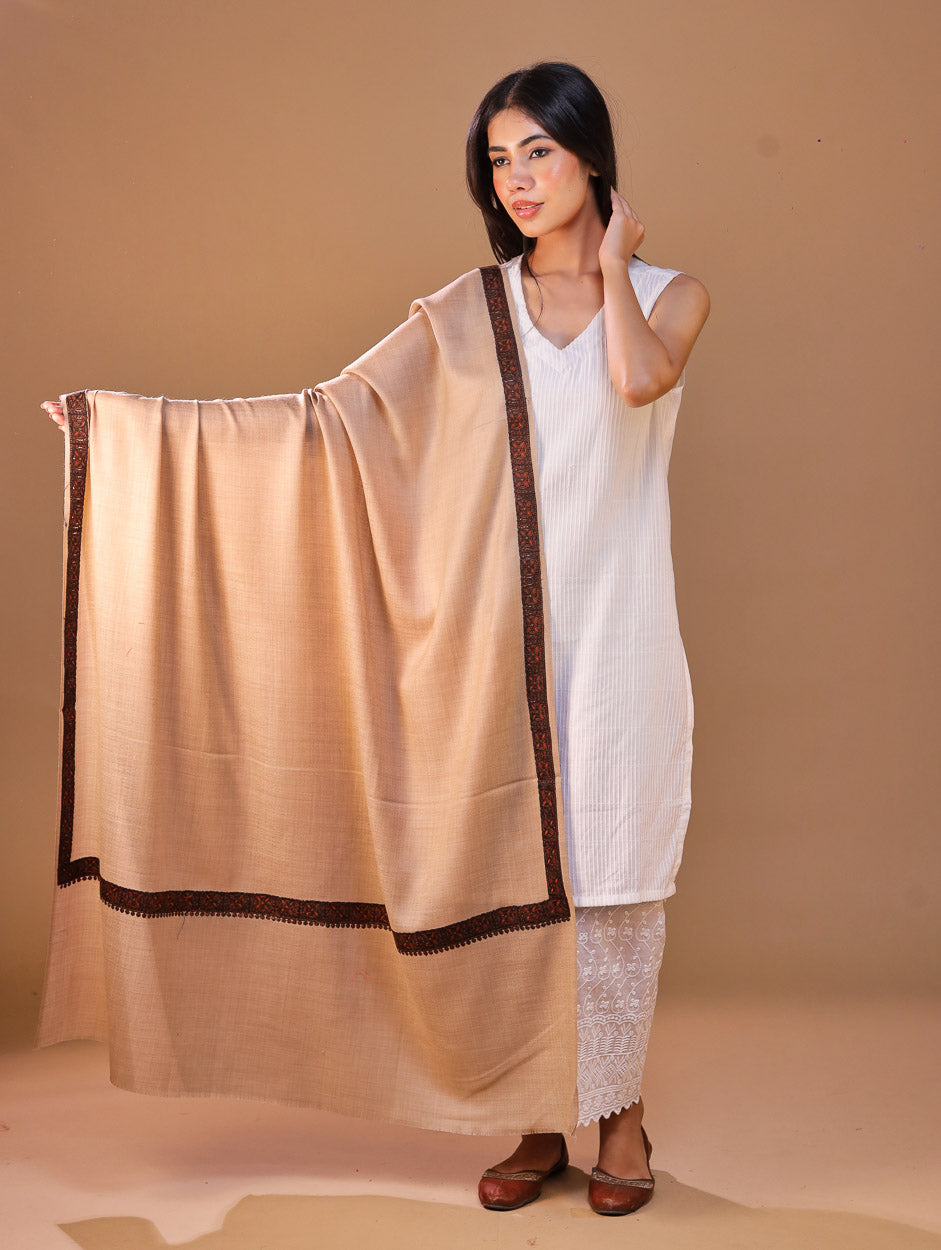 Women's Aari Hand Embroidery Wool Shawl
