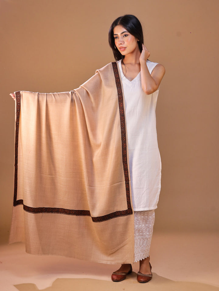 Women's Aari Hand Embroidery Wool Shawl