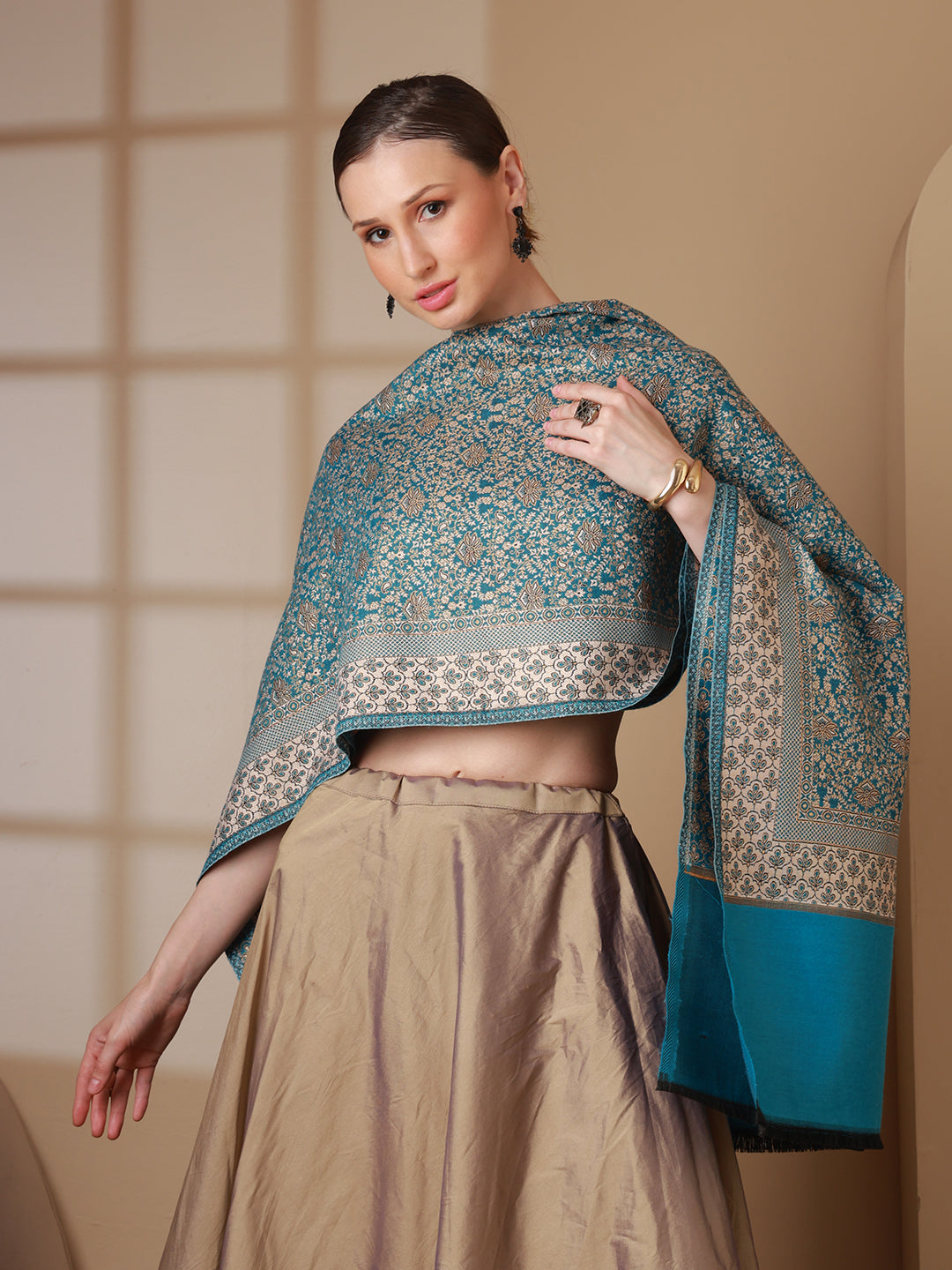 Women's Floral Acrylic Wool Shawl