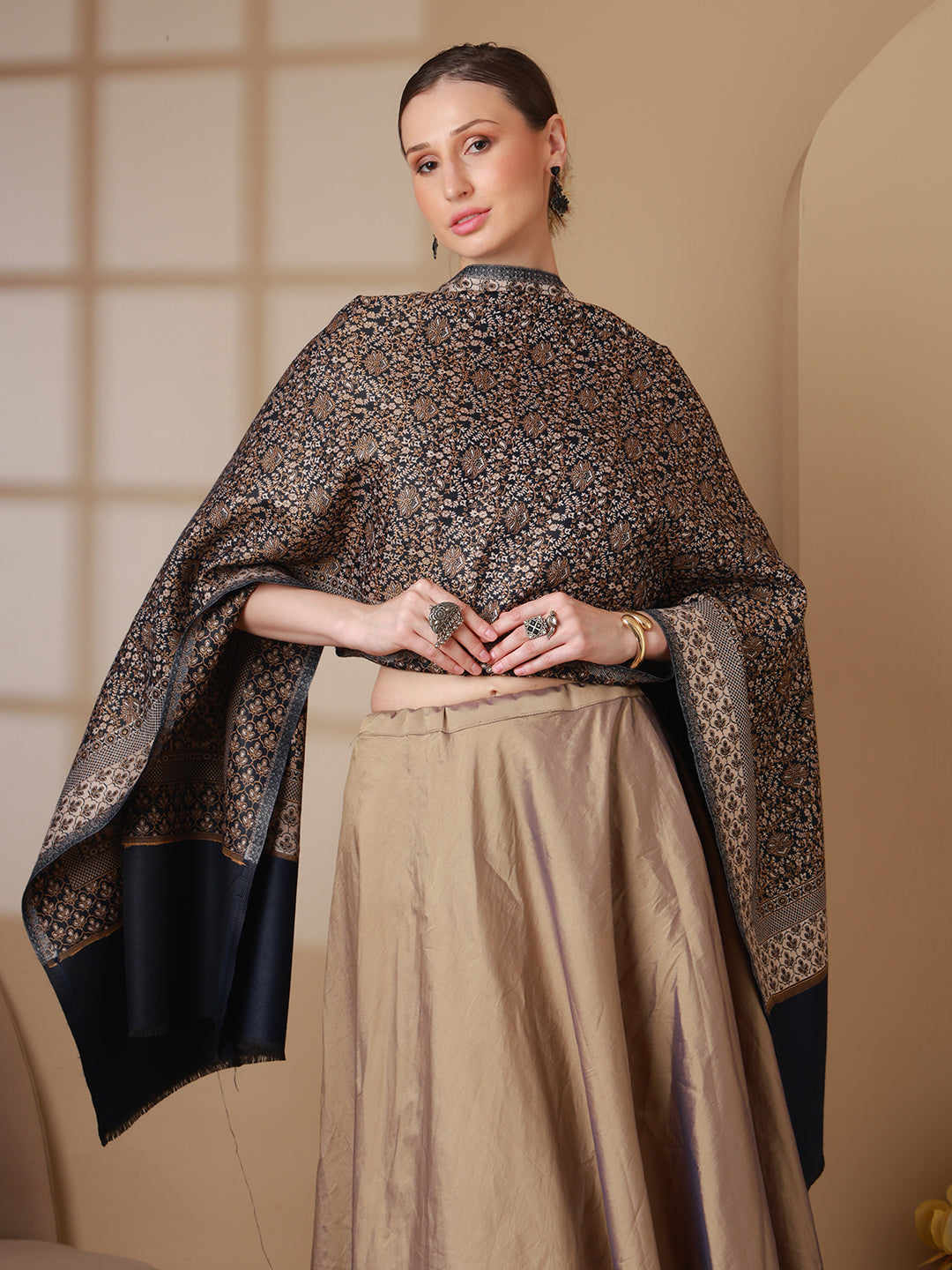 Women's Floral Acrylic Wool Shawl