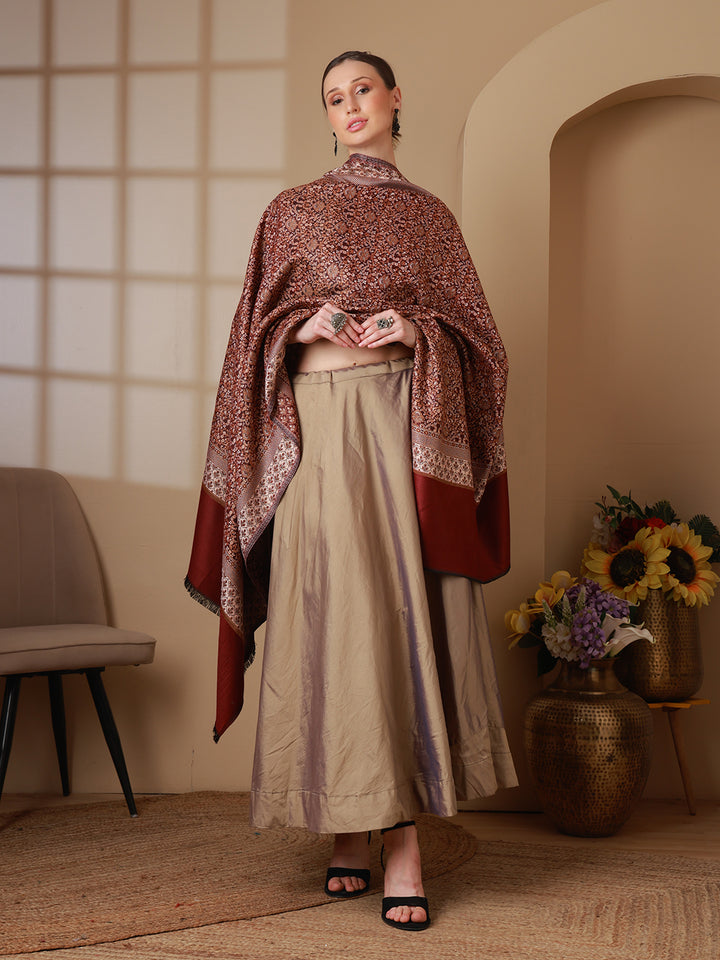 Women's Floral Acrylic Wool Shawl
