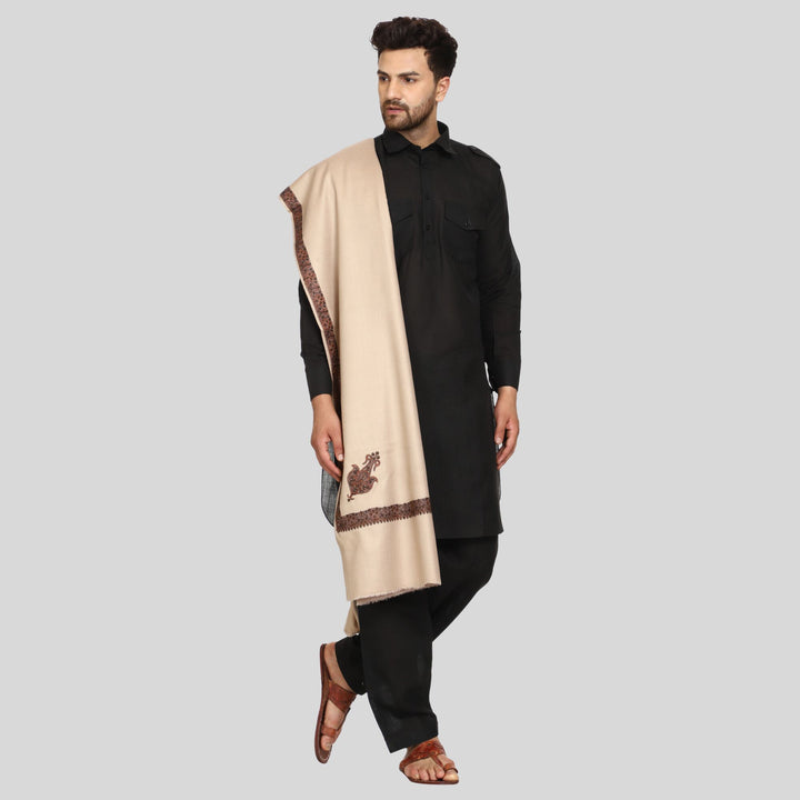 Men's Kashmiri Embroidered Wool Shawl