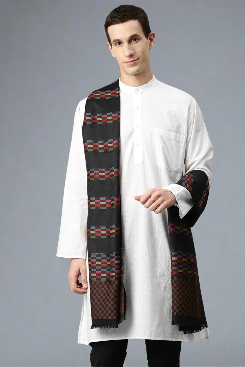 Men's Checkered Wool Shawl with Zari | Kashmiri Shawl | SWI Stylish