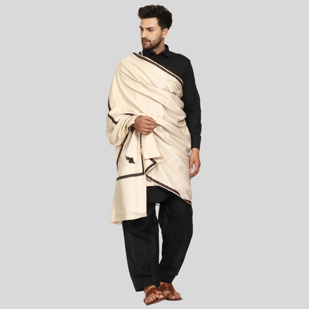 Men's Kashmiri Embroidered Wool Shawl - View 13 | Kashmiri Shawl | SWI Stylish