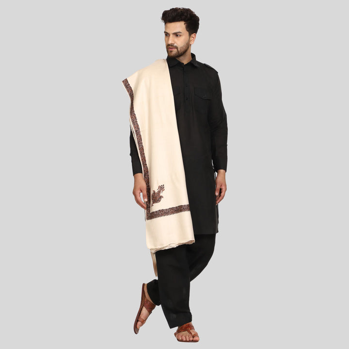 Men's Kashmiri Embroidered Wool Shawl