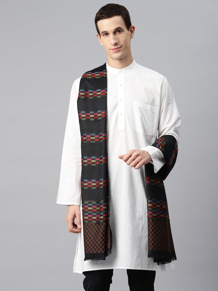 Men's Chevron Woven Wool Shawl